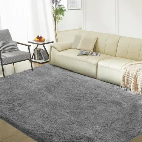 6ft X 9ft Rugs For Living Room,Grey Fluffy Carpet Large Fuzzy Plush Shag Comfy Soft, Non-Slip Indoor Floor Carpet,Room,Bedroom,Playroom, Home Decor Ae
