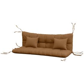 59" Tufted Bench Cushions & Throw Pillows, Replacement Bench Seat Pad, Back & 2 Pillows for Outdoor Furniture, Tan