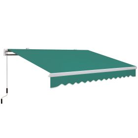13' x 8' Retractable Awning, Patio Awnings, Sunshade Shelter w/ Manual Crank Handle, UV & Water-Resistant Fabric and Aluminum Frame for Deck, Balcony