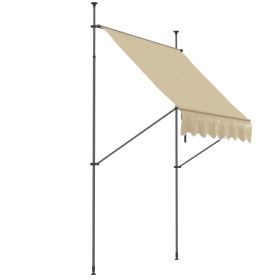6.5' x 4' Manual Retractable Awning, Non-Screw Patio Awning, UV Resistant for Window or Door, Beige