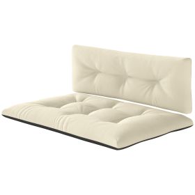 2 Seater Pallet Cushions Outdoor 3.9" Thick Replacement Cushions - Tufted Design for Garden, Patio, Cream White