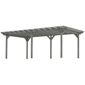 12' x 20' Outdoor Pergola, Wood Gazebo Grape Trellis with Stable Structure for Climbing Plant Support, Gray