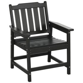 All-Weather Patio Chair, HDPE Patio Dining Chair, Heavy Duty Wood-Like Outdoor Furniture for Garden, Backyard, Deck, Porch, Lawn, Black