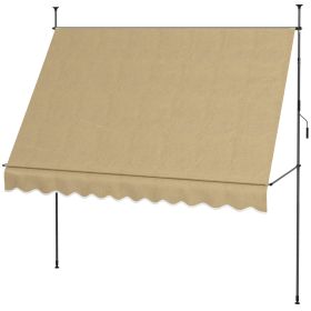 10' x 4' Manual Retractable Awning, Non-Screw Patio Awning, UV Resistant, for Window or Door, Beige