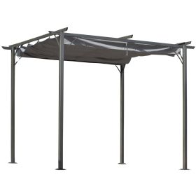 10' x 10' Outdoor Retractable Pergola Canopy, Metal Patio Shade Shelter for Backyard, Porch Party, Garden, Grill Gazebo, Gray