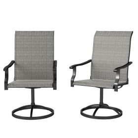 Patio Swivel Chairs Set of 2, High Back Patio Dining Chairs with All-Weather Mesh for Backyard, Lawn, Garden, Gray