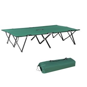 2 Person Folding Camping Cot for Adults, 50" Extra Wide Outdoor Portable Sleeping Cot with Carry Bag, Elevated Camping Bed, Beach Hiking, Green