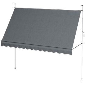 11.5' x 4' Manual Retractable Awning, Non-Screw Patio Awning, UV Resistant for Window or Door, Dark Gray