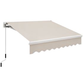 8' x 6.6' Patio Retractable Awning, Manual Exterior Sun Shade Deck Window Cover, Beige
