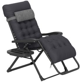 Padded Zero Gravity Chair, Folding Recliner Chair with Cup Holder Cushion, Black