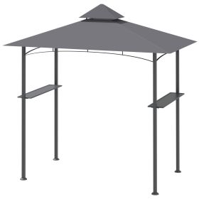 8' x 5' Grill Gazebo with Double Roof, Outdoor BBQ Canopy Gazebo with 2 Side Shelves for Patio Yard Garden Gray