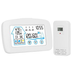 Wireless Weather Station With Clock 196FT Range Indoor Outdoor Thermometer Sensor Temperature and Humidity Monitor Humidity Forecast Battery Powered B (Color: White)