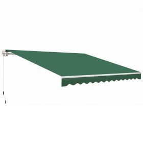 12' x 10' Retractable Awning Patio Awnings Sun Shade Shelter with Manual Crank Handle, 280g/mÂ² UV & Water-Resistant Fabric and Aluminum Frame for De (Option: Green-1650x250x190 mm)